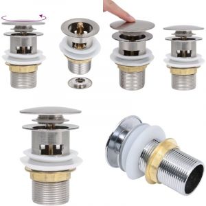 Vidaxl - Drain à poussoir avec débordement Argenté 6,4x6,4x9,1 cm - Robinet Lavabo - Robinetterie Salle De Bain - Évacuation Lavabo - Siphon Lavabo