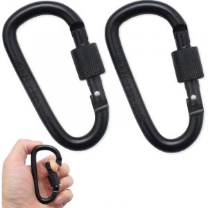 Mousqueton,Mousqueton Tactique,Porte-cl&eacute;s Mousqueton Noir,Mousqueton en Alliage d'aluminium avec Verrouillage &agrave; vis(2 pi&egrave;ces)