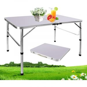 Petite table de camping pliante de 90 x 60 x 37 cm avec hauteur r&eacute;glable