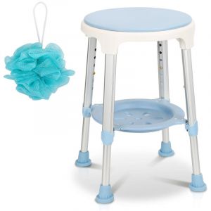 Swanew - Tabouret de douche avec étagère siège de bain pivotant à 360° chaise de douche siège de douche