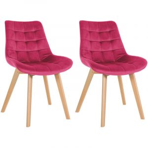 CLP - Lot de 2 chaises Brook velours Rouge
