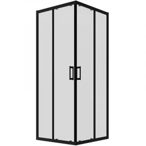 Parama - Cabine de douche coulissante 80x120 cm Profil&eacute;s Aluminium Noir Mat Verre Transparent 6mm h190 - R&eacute;versible Mod. Java