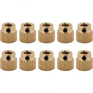 Roue d'extrudeuse en laiton 26/40 dents 10 pi&egrave;ces de roue d'extrudeuse en laiton pour CR-10.CR-10S, Ender 3, Ender 3 Pro, extrudeuse MK7 MK8 (26