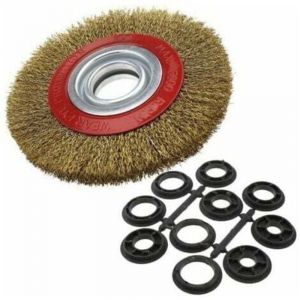 Brosse Circulaire en Acier Diam&egrave;tre 125mm 1PC , Brosse M&eacute;tallique Ronde Plate avec 10 Anneaux adaptateurs trou 13mm 16 mm pour touret &agrave; meuler,