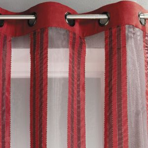 Voilage en Organza Rayures verticales Bordeaux 140x260 cm