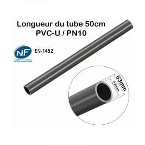 Barre Tuyau 63mm : Longueur 50cm Rigide Tube pvc