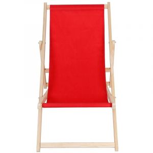 Melko - chaise de plage pliante chaise de jardin en bois chaise longue relax chaise de balcon rouge
