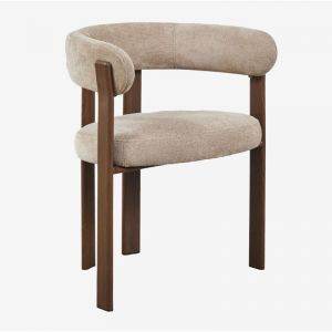 Chaise de salle &agrave; manger avec accoudoirs, rembourr&eacute;e et en fer Jolie SKLUM Marron Bois Fonc&eacute;