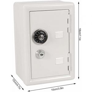 Coffre-fort tirelire, tirelire secr&egrave;te avec cl&eacute; pour enfants et adultes, 10 x 12 x 18 cm (blanc)