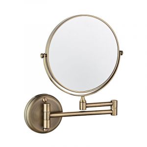 Serbia - Miroir de courtoisie mural double face pliable rotatif 5X miroir grossissant 6 pouces pour salle de bain toilette chambre à coucher, bronze