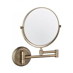 Miroir de courtoisie mural double face pliable rotatif 5X miroir grossissant 6 pouces pour salle de bain toilette chambre à coucher, bronze vert