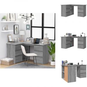 Vidaxl - Bureau d'angle Sonoma gris 145x100x76 cm Bois d'ingénierie - Bureau D'angle - Bureau En Bois - Meuble De Bureau - Bureau Design - Bureau