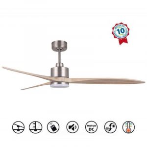 Klassfan - Latino iii un super destratificateur et un ventilateur avec lumi&egrave;re, moteur dc, 166 Cm pales bois , thermostat, Wifi