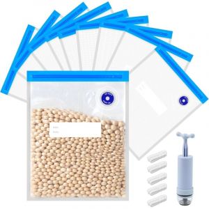 Sac Sous Vide Alimentaire Rangement, Sac Congelation Sous Vide, Sacs Sous-vide, 10 Pièces Sac Sous Vide 22 x 28 cm avec Pompe Clip d'étanchéité,