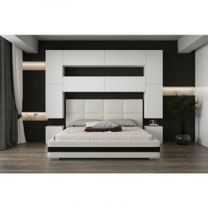 Tête de lit Armoire - pont de lit panama 4/M/W/3-1A blanc 256x223x35cm