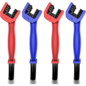 4 Pièces Brosse Chaine Moto Rouge et Bleu, Brosses de Nettoyage pour Chaîne de Vélo, Pinceau Detailing Auto, Kit de Brosse Nettoyage Voiture