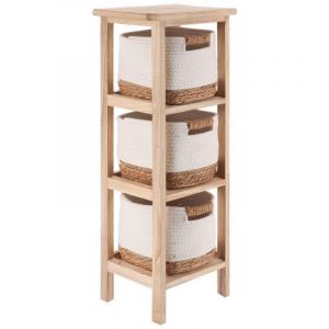 Meuble en paulownia 3 tiroirs en matiere vegetale et coton - naturel blanc Tendance