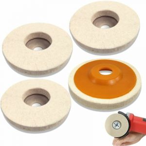 4Pcs Diam&egrave;tre 125mm Disque de Polissage Meuleuse, Polissage Meuleuse D'angle Bore Dia 22mm, Feutre de Laine Roue de Polissage pour Polissage Verre,