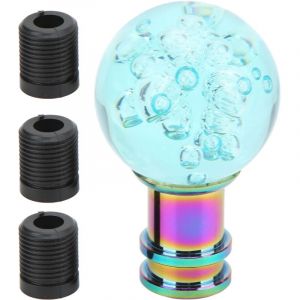 Pommeau de levier de vitesse avec adaptateur M8 M10 M12 tête de manette de vitesse de Style bulle Transparent acrylique universel pour voiture bleu