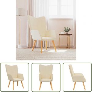 The Living Store - Chaise de relaxation Cr&egrave;me Tissu - Fauteuil Relaxant - Chaise Lounge - Mobilier Moderne - Chaise Confortable - Design &Eacute;l&eacute;gant