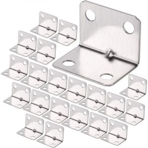 100Pcs Equerre de Coin en Acier Inox, &Eacute;querre 90 Degr&eacute;s Robuste, &Eacute;querre &agrave; Angle Droit, Petit Equerre de Fixation pour Bois, Support Angle Droit