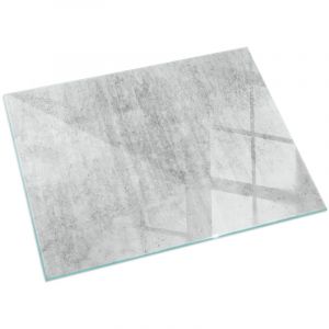 Plaque Rectangulaire de sol sous po&ecirc;le &agrave; bois en verre tremp&eacute; protection thermique du plancher Texture b&eacute;ton brut 60x40 cm