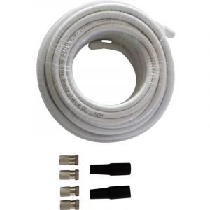 Kit de connexion satellite 4 fiches F m&acirc;les, 2 passe-fils en caoutchouc, 30 m de c&acirc;ble Wittenberg Antennen K-102942-10