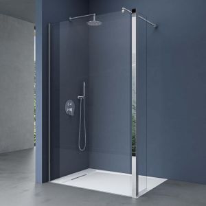 Paroi de douche &agrave; l'italienne Transparent pare-douche Bremen2K-Plus 90x200cm Montage R&eacute;versible + Partie Lat&eacute;rale 30cm verre de s&eacute;curit&eacute; 10mm
