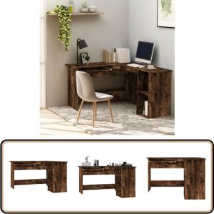 Vidaxl - Bureau d'angle chêne fumé 120x140x75 cm bois d'ingénierie - Bureau D'angle - Bureau Moderne - Bureau Design - Bureau Informatique - Meuble