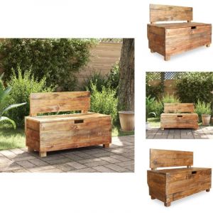Banc bois massif d'acajou 86x40x60 cm - Banc Bois - Banc Coffre - Meuble Rangement - Mobilier Rustique - Banc Design