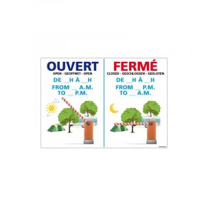 Panneau horaires d'ouverture (H0270) - Adh&eacute;sif - 105 x 75 mm