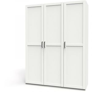 Armoire Placard de rangement avec 3 portes r&eacute;versible coloris Blanc/cambrien - Longueur 150 x Profondeur 50 x Hauteur 200 cm