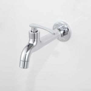 Chrome Robinet en Laiton Lessive Salle De Bains Montage Mural Lave-Linge Robinet Extérieur Jardin Tuyau Simple Robinet Froid