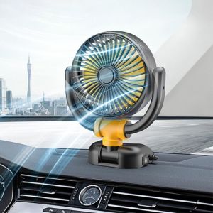 Ventilateur de voiture 12 V avec ventouse rotative &agrave; 360 &deg;, puissant et silencieux pour camions, fourgonnettes, SUV, camping-cars et bateaux