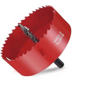 Scie Cloche Bi-métal, Scie Cloche Bois Ø100mm, Scie Trépan avec Adaptateur Hexagonal et Foret de Centrage, pour Percer Plastique, pvc, Bois, Panneaux