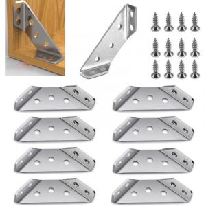 Lot de 10 Connecteurs D'angle Equerre Fixation Inox Equerre Metal &eacute;querre de Fixation Connecteur Metal Support d'angle avec Vis, Equerre Angle pour