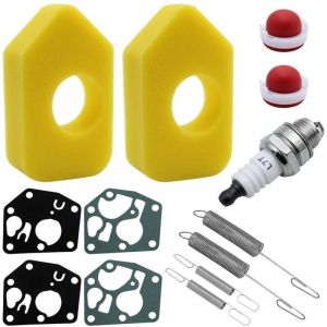 13 Pi&egrave;ces de Remplacement pour Tondeuses - 2 Filtre &agrave; Air 1 Bougie d'Allumage L7T 2 Ampoules d'Amor&ccedil;age 4 Membrane de Carburateur 4 Ressorts de