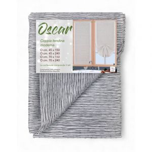 COPPIA TENDINA VETRO MODERNA LARGA 45 o 70 o 90 OSCAR GRIGIO LA PAIRE (2 RIDEAUX) CM. 70X150