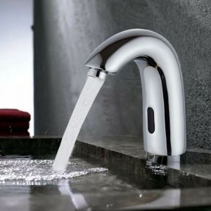 Robinet de lavabo à capteur infrarouge automatique Robinet de salle de bain Robinet d'eau froide Argent - Ymyny