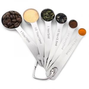 (Argent)Cuill&egrave;res &agrave; Mesurer,Tasses &agrave; Mesurer en Acier Inoxydable,Cuill&egrave;res Doseuses,pour Mesurer Sec,Ingr&eacute;dients Liquides,cuisine,caf&eacute;,6pcs