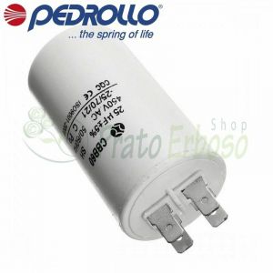 Pedrollo &ndash; Condensateur 20&micro;F 450V &ndash; Borne faston &ndash; Fr&eacute;quence 50Hz &ndash; Pour circuits &eacute;lectriques professionnels - 450VL