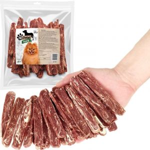 Friandise, snack pour chiens Petites lani&egrave;res de canard et de cabillaud Mr. Pretzel 500g