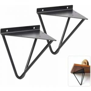 Vintage Triangle Support 2PCS Or/Blanc/Noir Support d'&eacute;tag&egrave;re M&eacute;tal Mural D&eacute;coratif en Fer Forg&eacute; Support d'&eacute;tag&egrave;re pour Salle de Bain, Cuisine,