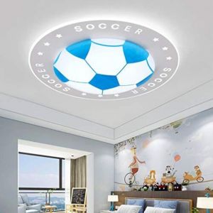 AUTRUCKER Plafonnier LED cr&eacute;atif et moderne, en forme de ballon de football, d&eacute;coratif et protecteur pour les yeux, bleu et blanc, 42 cm, lumi&egrave;re