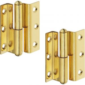 Charni&egrave;re de meuble en laiton Charni&egrave;re de porte de chambre coud&eacute;e Paumelle &agrave; visser - H1919 Charni&egrave;re &agrave; visser longueur 50 mm Coude D 7,5 mm But&eacute;e :