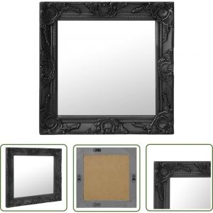 The Living Store Miroir mural style baroque 50x50 cm noir - Miroir Mural - Miroir Baroque - Miroir Design - Décoration Murale - Miroir Salle De Bain