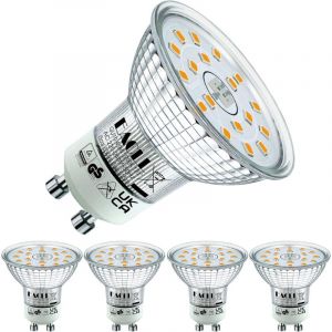 Ampoule LED GU10 Blanc Chaud 4.9W &Eacute;quivalent &agrave; lampe halog&egrave;ne 70W, Lot de 4, 515 Lumens 2700K Non Dimmable, &Eacute;clairag sans Scintillement, Large
