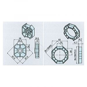 Adaptateur pour moteur standard - Modele : Octo 70 - Diam moteur : 45 - Diam&egrave;tre tube : 70 - BECKER