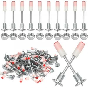 50 Pi&egrave;ces Clou pour Pistolet a Clou Manuel,Clou pour Cloueur Beton Contient 50 &eacute;crous M8, 7,3 mm Mini Clous Ronds en Acier pour Pistolet &agrave; Clous