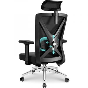 Authmic - Fauteuil de bureau,Coussin lombaire réglable en mousse 5D,chaise de bureau avec roulettes en caoutchouc silencieuses,charge de 155 kg